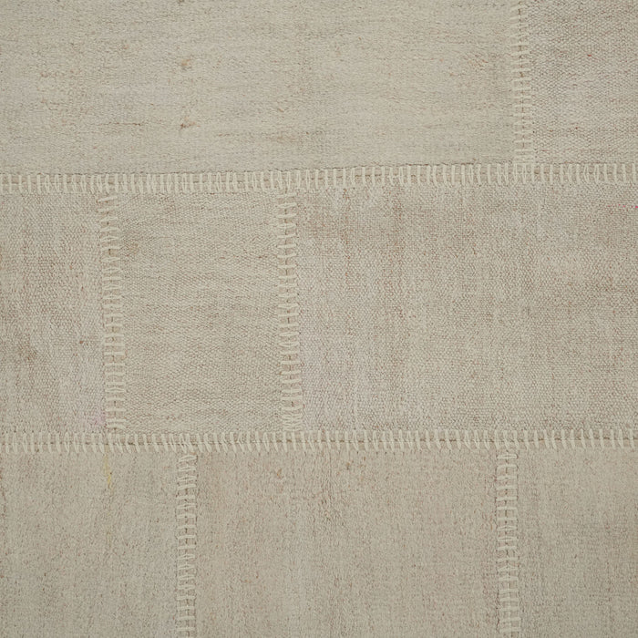 El Dokuma Krem Patchwork Desenli Modern Kendir Halı — antre halısı