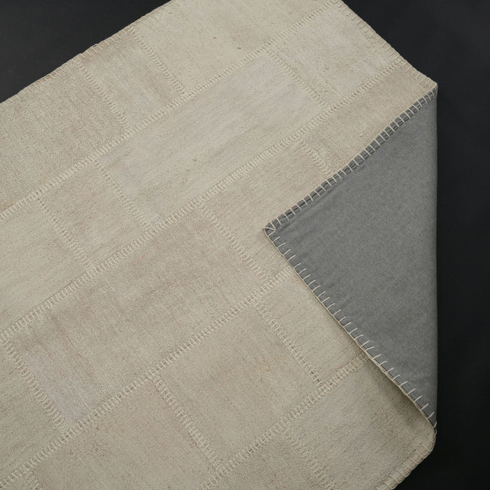 El Dokuma Krem Patchwork Desenli Modern Kendir Halı