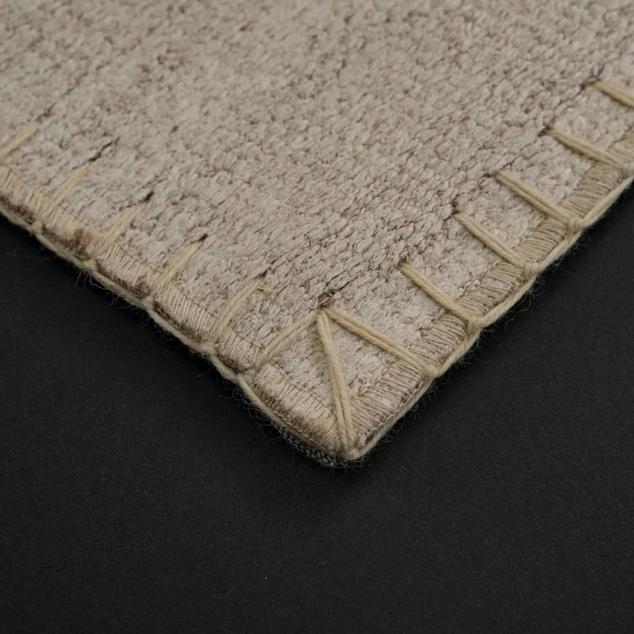 El Dokuma Modern Patchwork Desenli Krem Kendir Halı — 90x150 cm