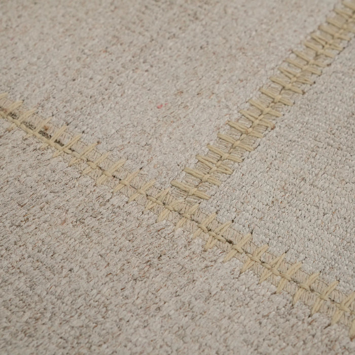 El Dokuma Modern Patchwork Desenli Krem Kendir Halı — yün