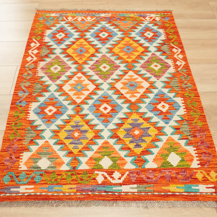 El Dokuma Otantik Desenli Renkli Yün Kilim — el dokuma kilim