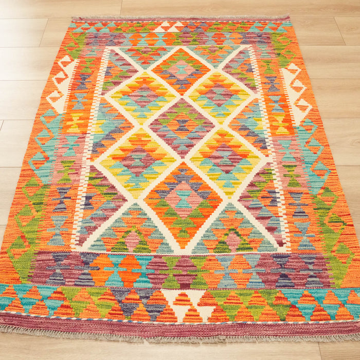 El Dokuma Otantik Desenli Yün Rengarenk Kilim — el dokuma kilim
