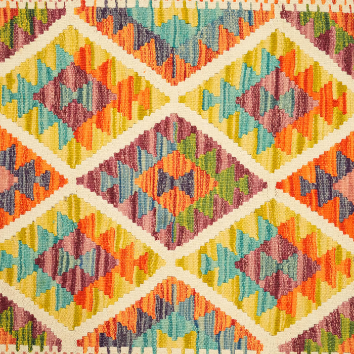 El Dokuma Otantik Desenli Yün Rengarenk Kilim — etnik desenli