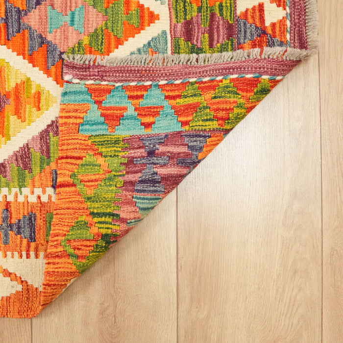El Dokuma Otantik Desenli Yün Rengarenk Kilim — antre halısı