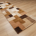 El Dokuma Patchwork Desenli Kahverengi Halı, 80x300 cm — Halıcızade