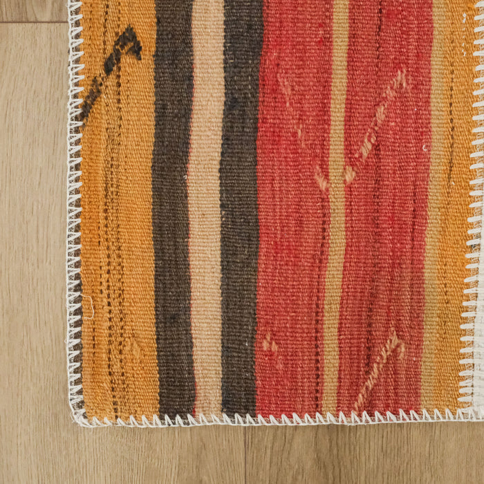 El Dokuma Patchwork Desenli Krem Kendir Halı — yün