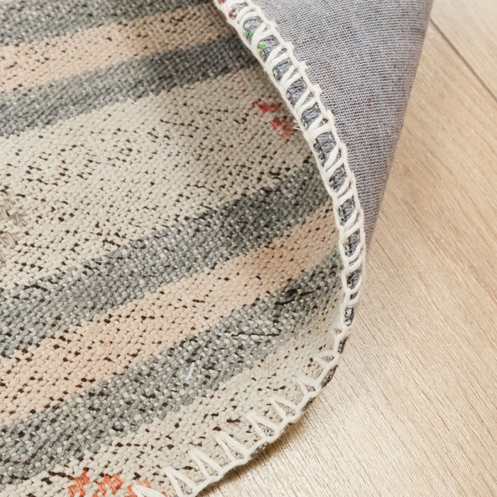 El Dokuma Patchwork Desenli Krem Kendir Halı — ofis halısı