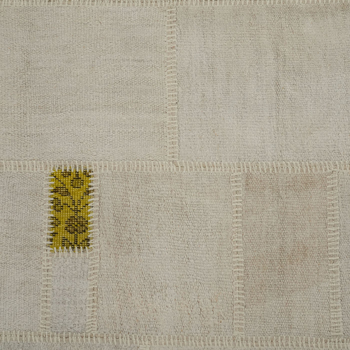 El Dokuma Patchwork Desenli Krem Modern Kendir Halı — antre halısı