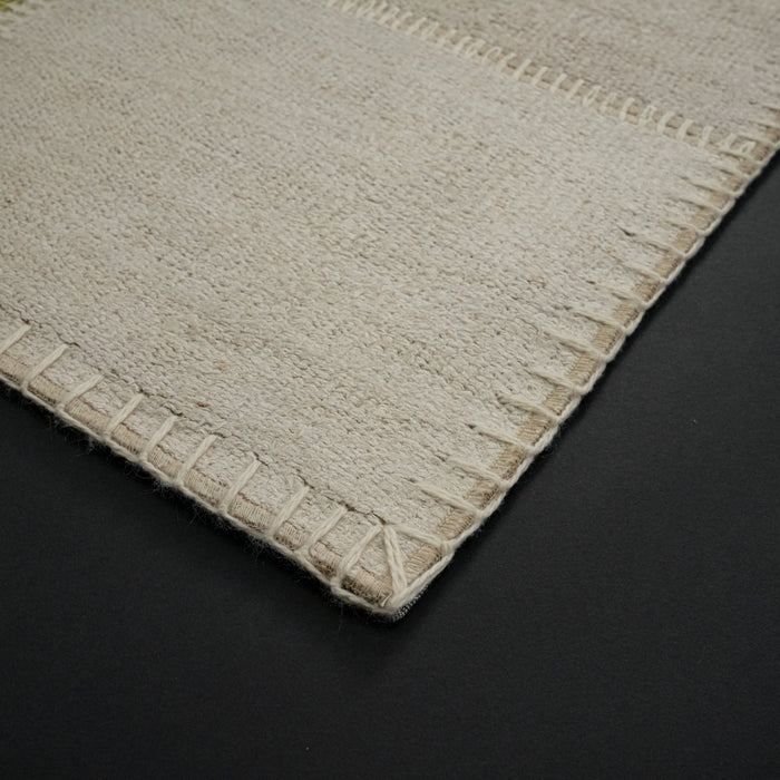 El Dokuma Patchwork Desenli Krem Modern Kendir Halı — doğal elyaf
