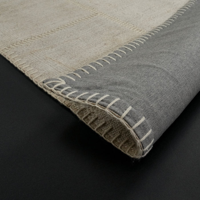 El Dokuma Patchwork Desenli Krem Modern Kendir Halı