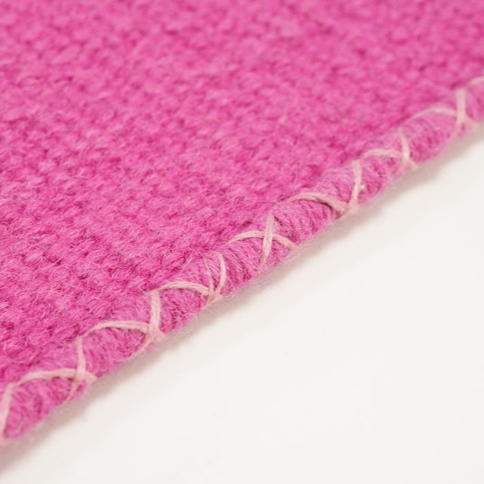 El Dokuma Patchwork Desenli Pembe Yün Kilim — el dokuma kilim