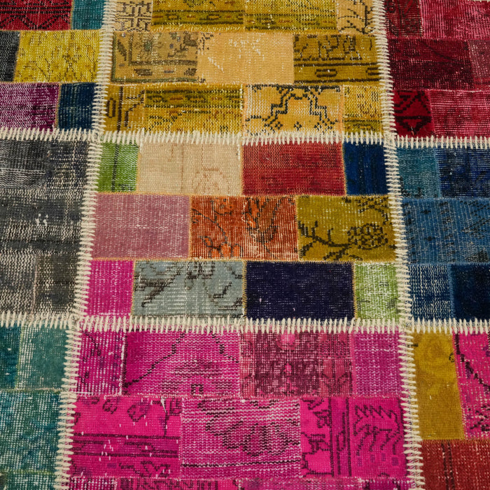 El Dokuma Patchwork Desenli Yün Rengarenk Modern Halı — ofis halısı