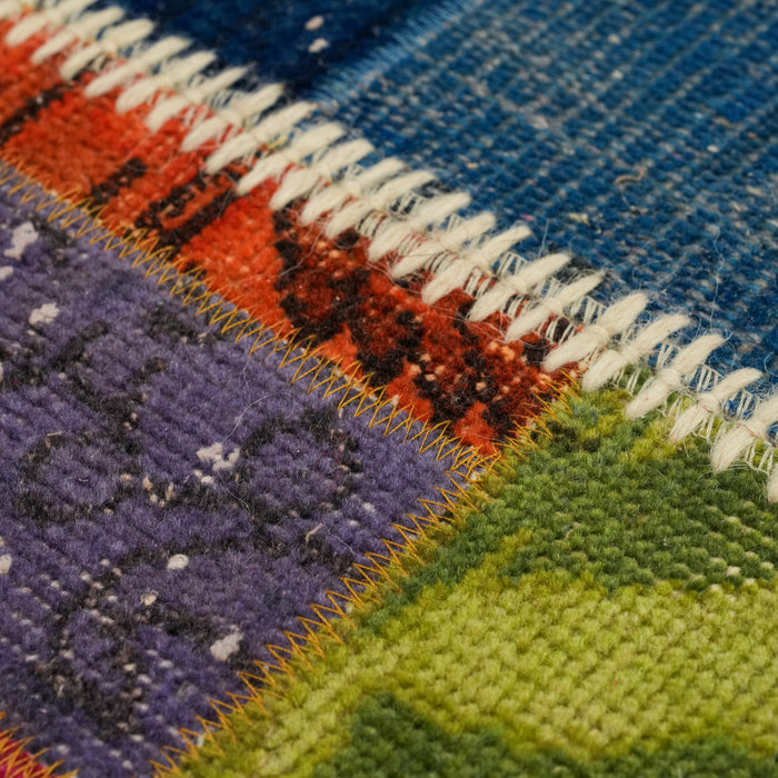El Dokuma Patchwork Desenli Yün Rengarenk Modern Halı — antre halısı