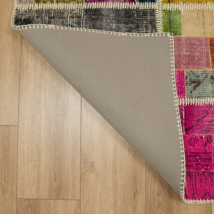 El Dokuma Patchwork Desenli Yün Rengarenk Modern Halı — mutfak halısı