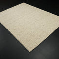 El Dokuma Sade Desenli Beyaz Yün Halı, 80x150 – 200x300 cm — Halıcızade