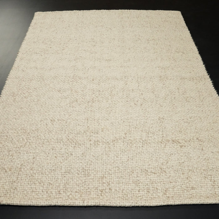 El Dokuma Sade Desenli Beyaz Yün Halı — 80x150, 80x300, 130x190, 100x300 cm