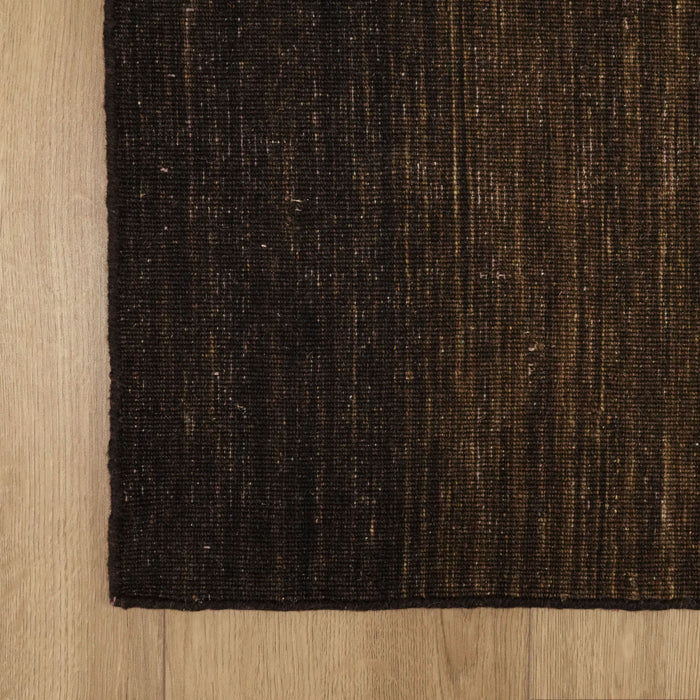 El Dokuma Sade Desenli Kahverengi Yün Kilim — 80x200 cm