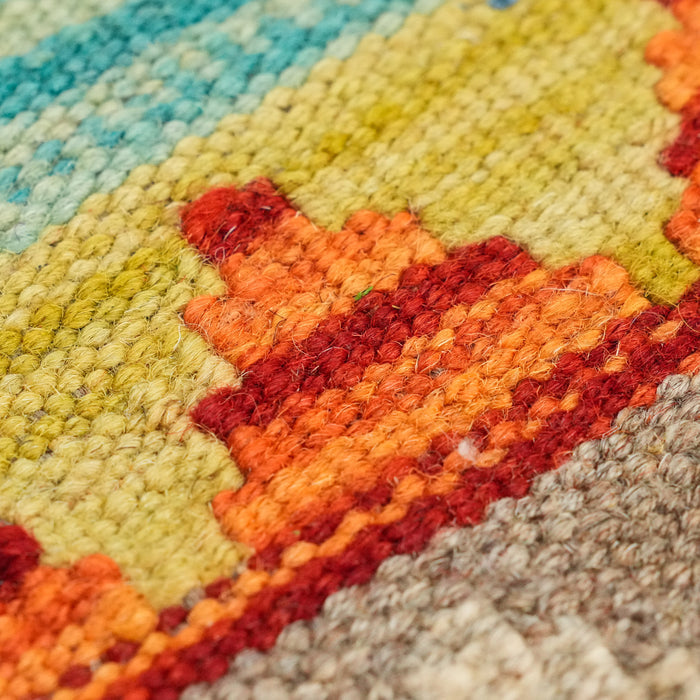 El Dokuma Yün Rengarenk Etnik Desenli Kilim — 101x154 cm