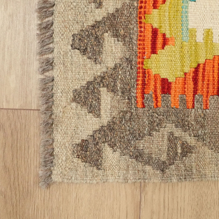 El Dokuma Yün Rengarenk Etnik Desenli Kilim — ofis halısı