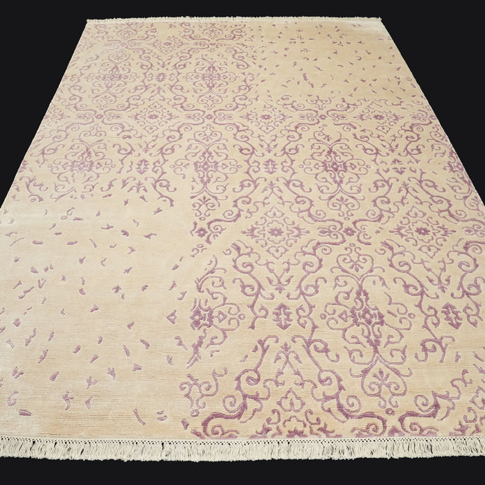 Ferforje Serisi El Dokuma Vintage Desenli Krem Mor Halı — 90x150, 85x295, 85x385, 85x390 cm