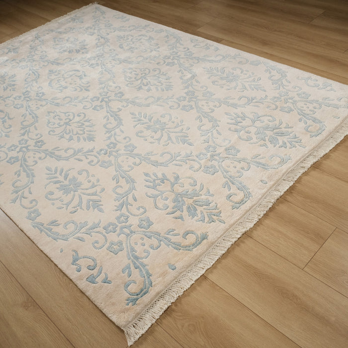 Fiber Serisi El Dokuma Damask Desenli Krem Halı, 90x150 – 200x300 cm — Halıcızade