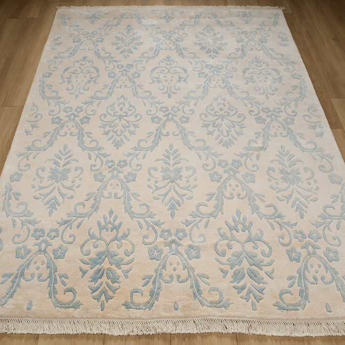 Fiber Serisi El Dokuma Damask Desenli Krem Halı — 90x150, 200x300 cm
