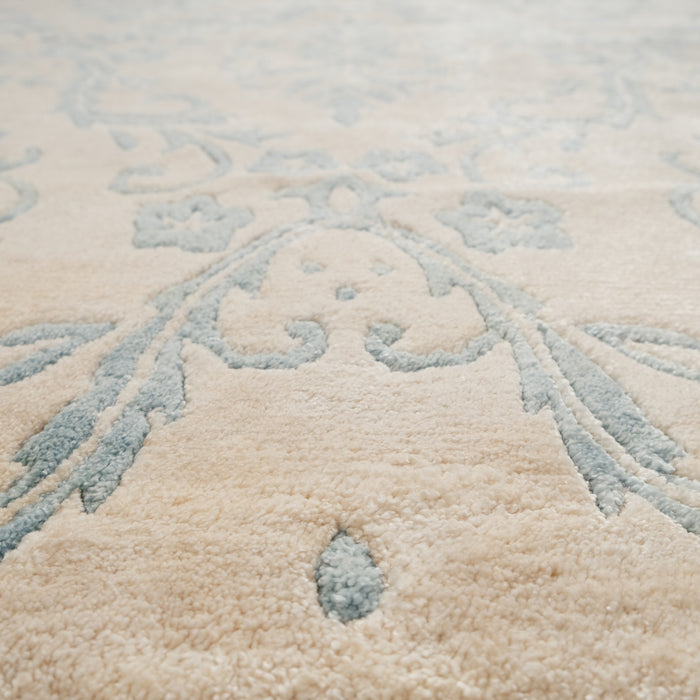 Fiber Serisi El Dokuma Damask Desenli Krem Halı — bambu