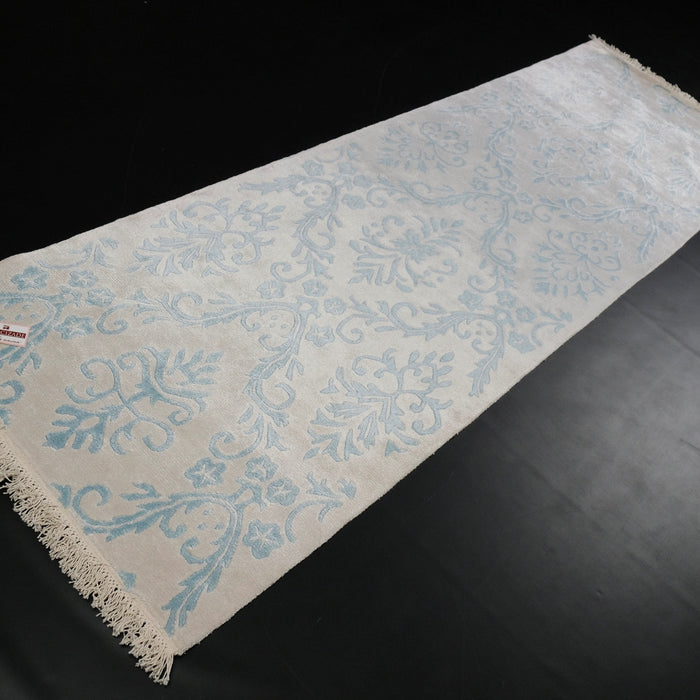 Fiber Serisi El Dokuma Damask Desenli Krem Halı