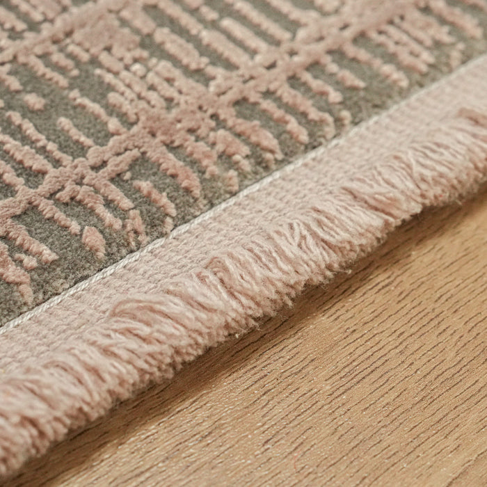 Fresco Dyed Serisi Çerçeve Desenli Kahverengi Viskon Halı — 100x200, 120x180, 160x230, 200x290 cm