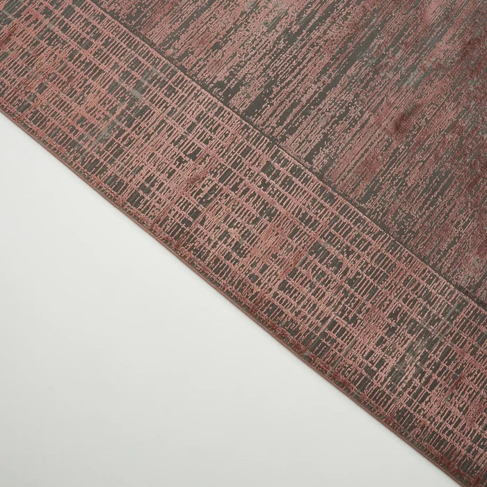 Fresco Dyed Serisi Çerçeve Desenli Pembe Viskon Halı