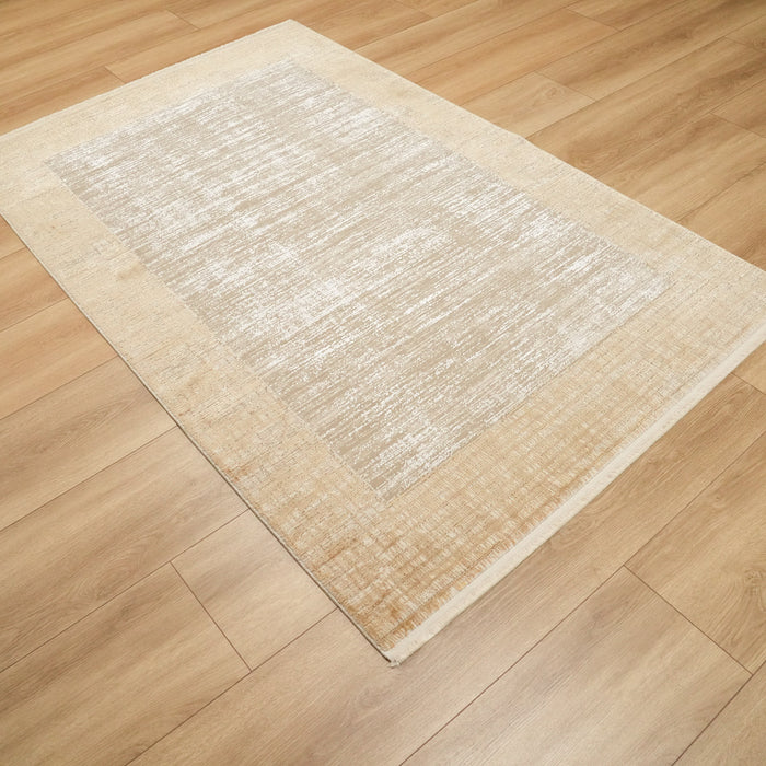 Fresco Dyed Serisi Çerçeve Desenli Sarı Viskon Halı, 120x180 – 200x290 cm — Halıcızade