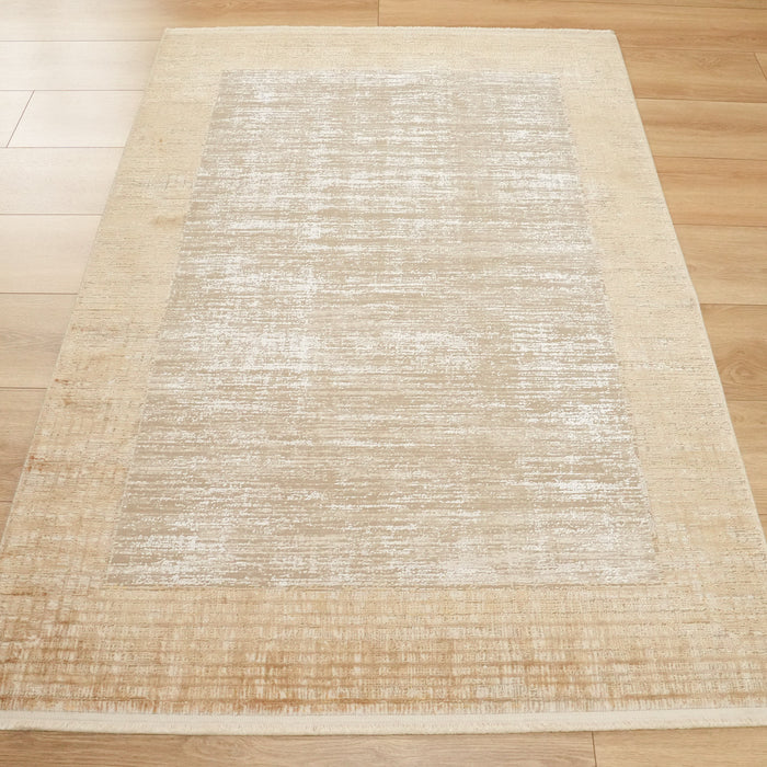Fresco Dyed Serisi Çerçeve Desenli Sarı Viskon Halı — makine dokuma