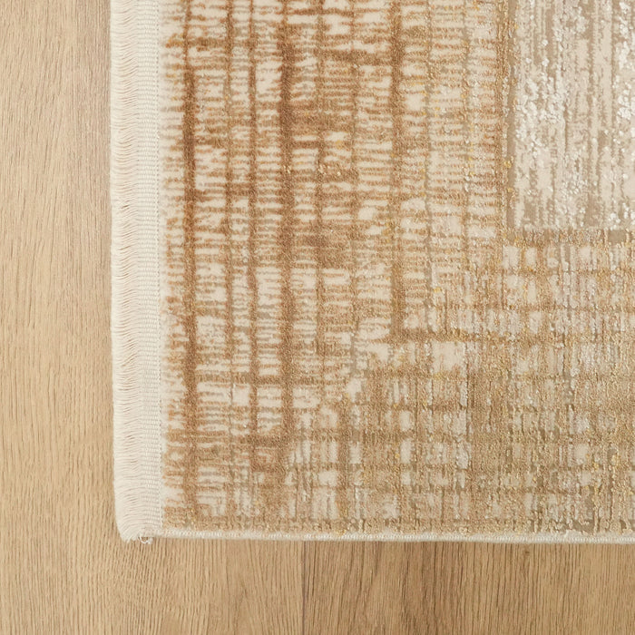Fresco Dyed Serisi Çerçeve Desenli Sarı Viskon Halı — 120x180, 160x230, 200x290 cm