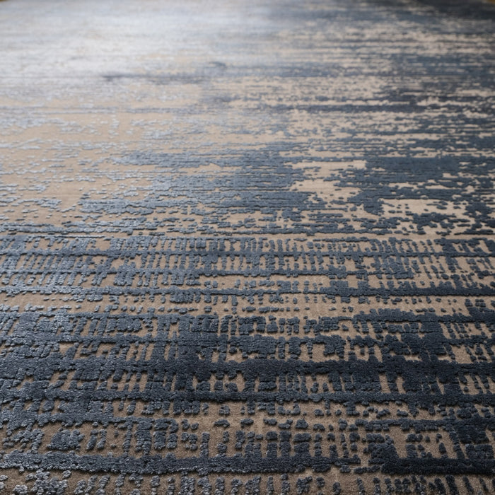 Fresco Dyed Serisi Makine Dokuma Çerçeve Desenli Lacivert Halı — viskon