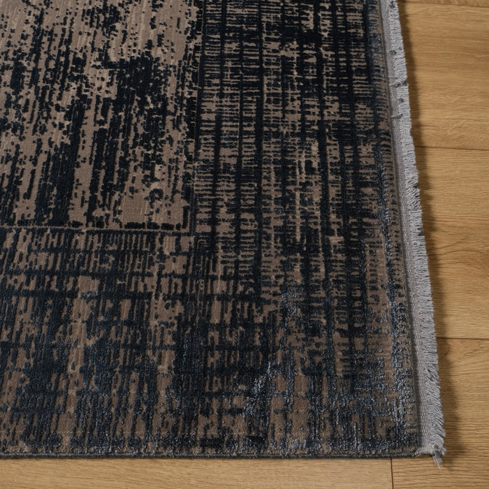 Fresco Dyed Serisi Makine Dokuma Çerçeve Desenli Lacivert Halı — modern tasarım