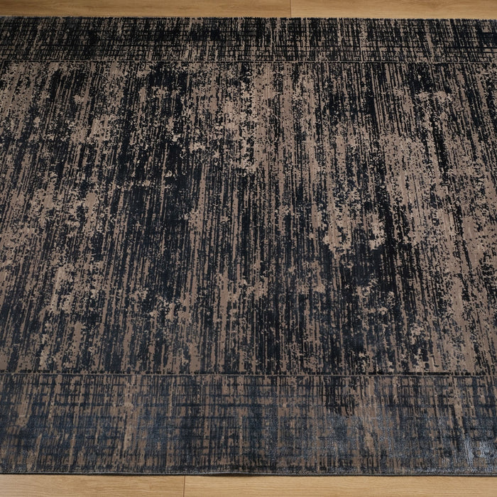 Fresco Dyed Serisi Makine Dokuma Çerçeve Desenli Lacivert Halı — salon halısı