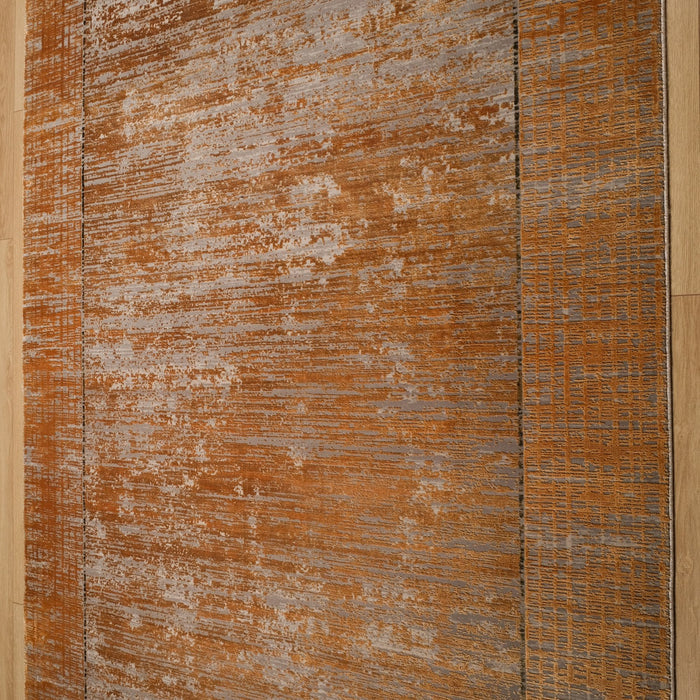 Fresco Dyed Serisi Makine Dokuma Çerçeve Desenli Sarı Halı — modern tasarım