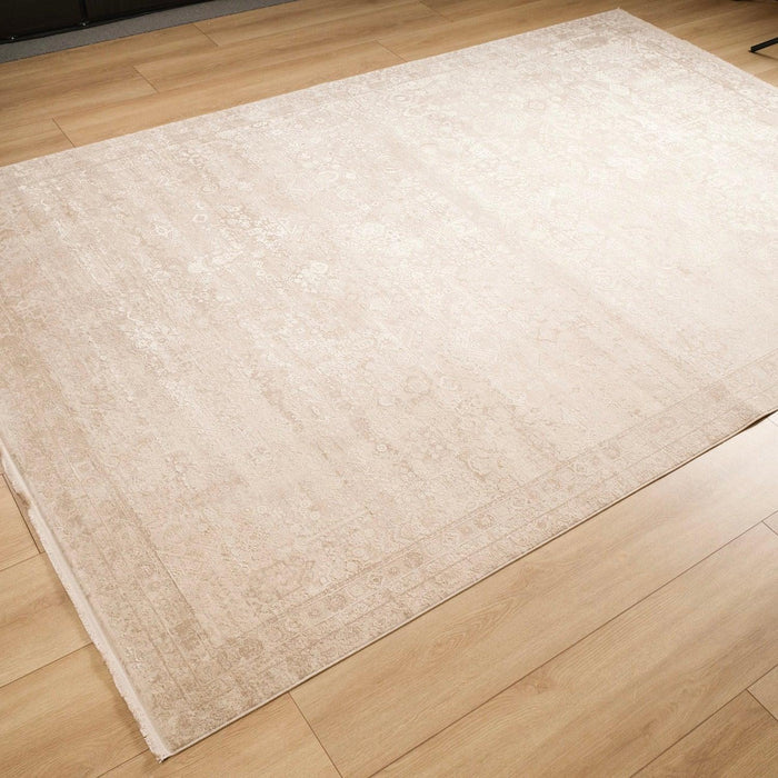 Fresco Serisi Çiçek Desenli Makine Dokuma Halı, krem, 80x150 – 300x400 cm — Halıcızade