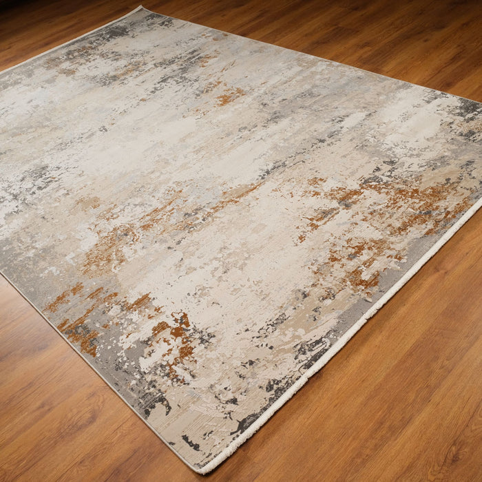 Fresco Serisi Makine Dokuma Soyut Desenli Gri Viskon Halı, 80x150 – 300x400 cm — Halıcızade