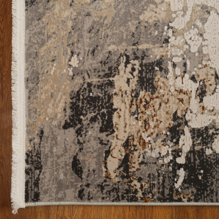 Fresco Serisi Makine Dokuma Soyut Desenli Gri Viskon Halı — salon halısı