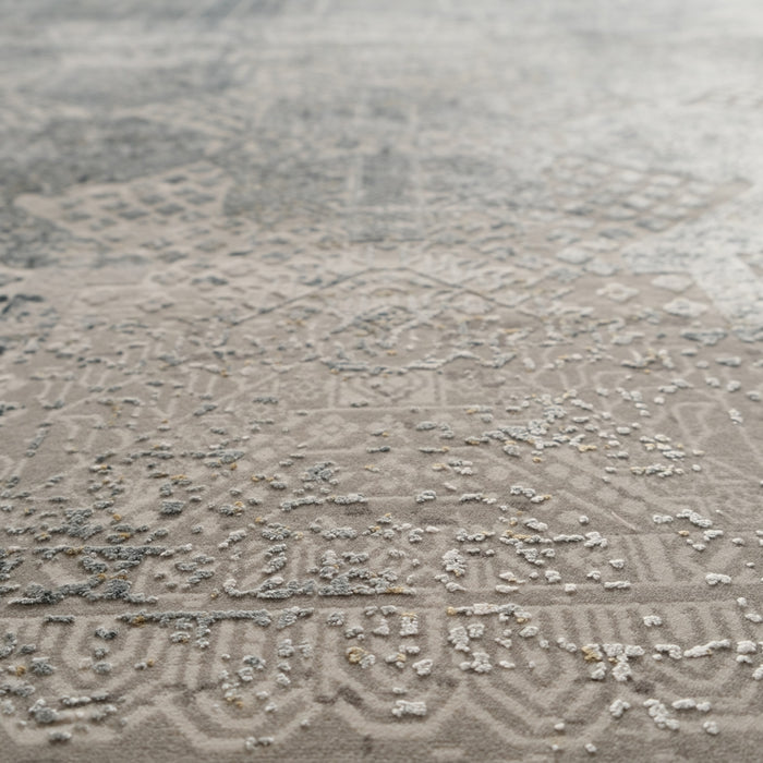 Fresco Serisi Makine Dokuma Vintage Desenli Gri Halı — viskon