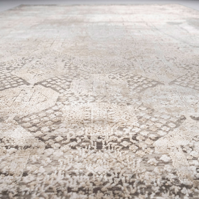 Fresco Serisi Makine Dokuma Vintage Desenli Gri Viskon Halı — etnik desenli