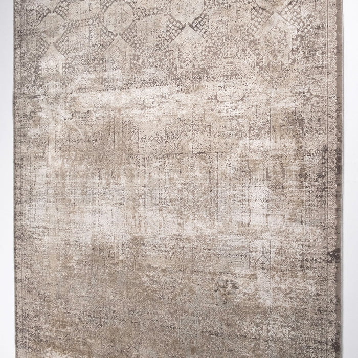 Fresco Serisi Makine Dokuma Vintage Desenli Gri Viskon Halı — oturma odası halısı