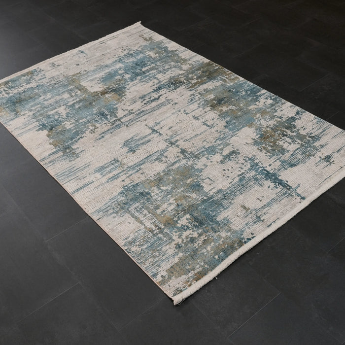 Fresco Serisi Soyut Desenli Mavi Viskon Halı — 120x180 cm