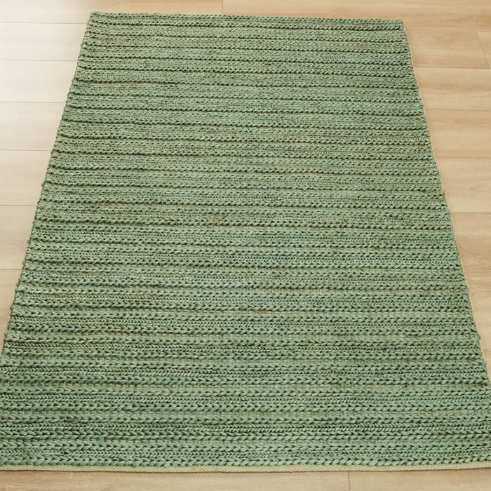 Fuji Serisi Serisi Sade Desenli El Dokuma Yeşil Hasır Halı — 120x180, 140x200 cm