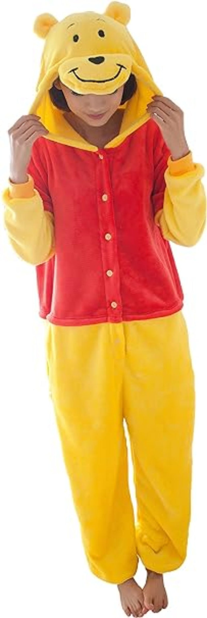 FunnyCos Animal Onesie Adult Halloween Pajamas Cosplay Costume Hooded Loungewear Winnie the Pooh S