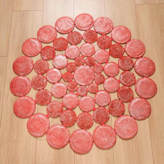 Geometrik Desenli Deri - Post Kırmızı Giriş Antre Halısı, 100x100 cm — Halıcızade