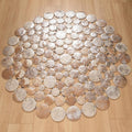 Geometrik Desenli Deri Giriş Antre Halısı, gümüş, 160x160 cm — Halıcızade
