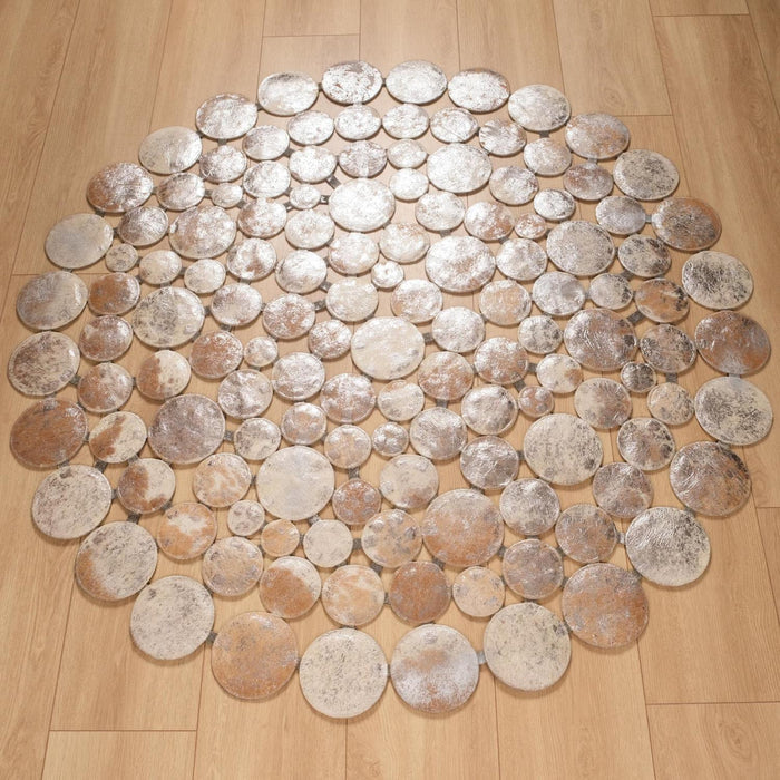 Geometrik Desenli Deri Giriş Antre Halısı, gümüş, 160x160 cm — Halıcızade