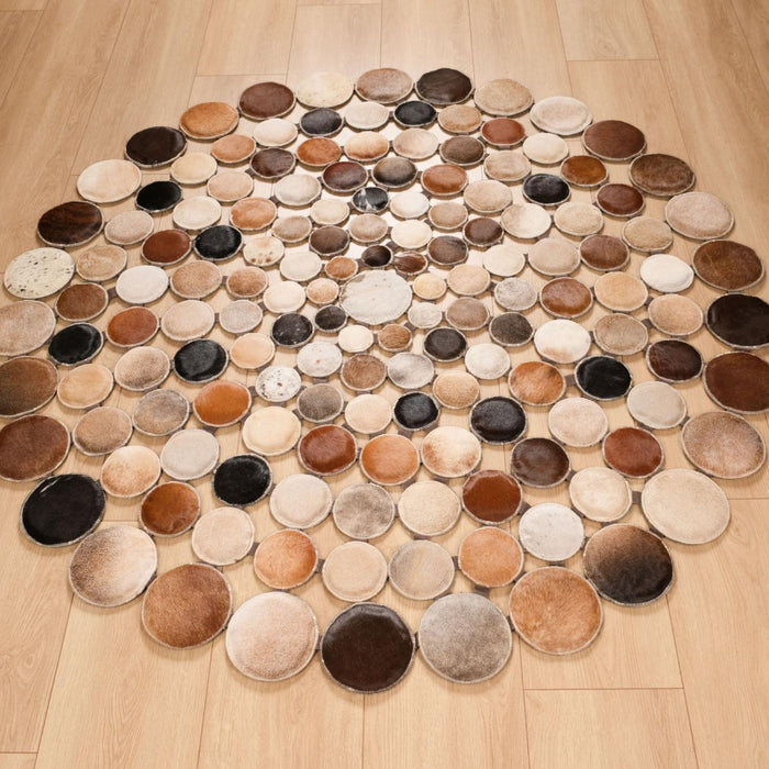 Geometrik Desenli Deri Halı — 160x160 cm